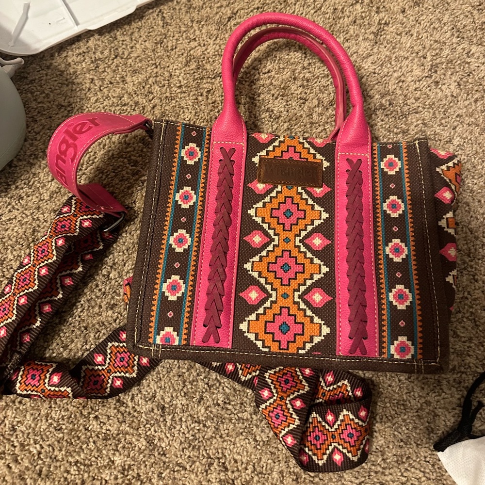 Wrangler Pink and Brown Patterned Tote
